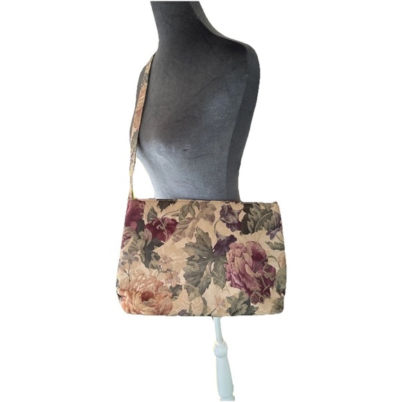 Vintage Margret Smith Gardiner Maine Floral Tapestry Shoulder Bag-Cottage core - Picture 3 of 11
